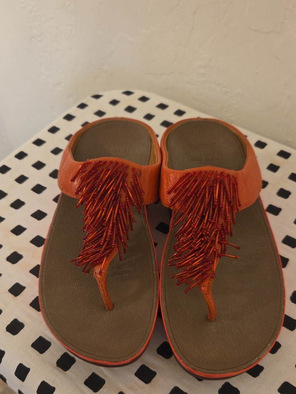 Fitflop Orange Beaded Thong Sandals